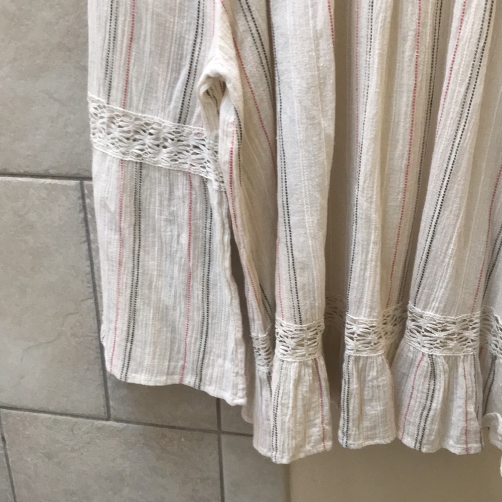 striped blouse-Style &Co Cotton with crochet lace - Picture 2 of 10